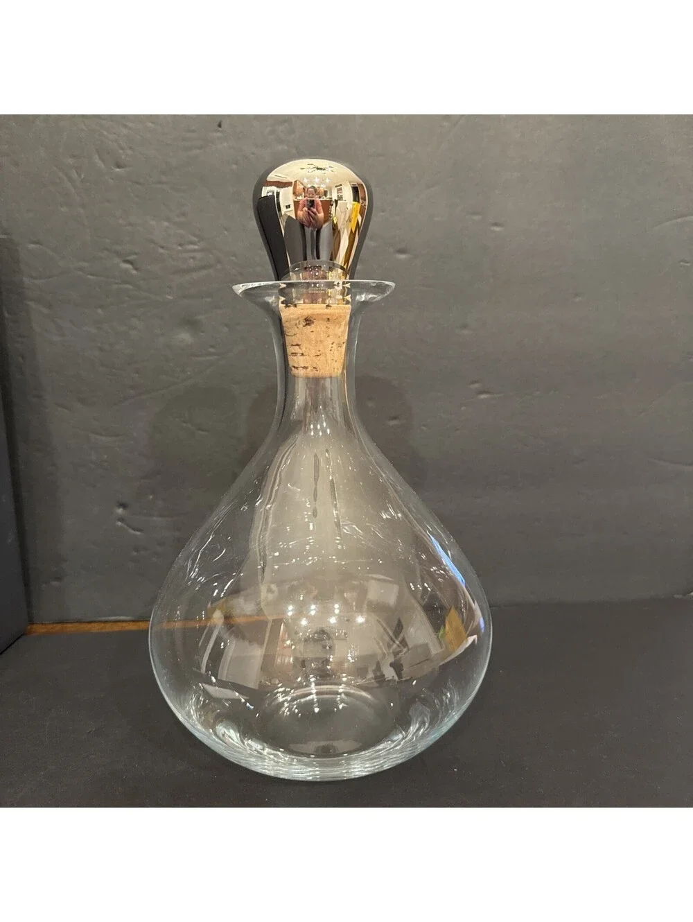 New Georg Jensen The Sky Collection Stainless Steel & Glass Liquor Decanter 10”H